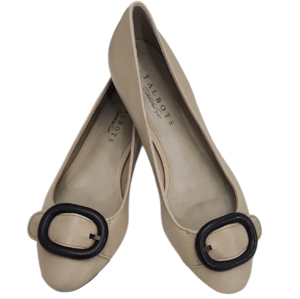 NWOT. Talbots Genuine Leather Buckle Ballet Flats Sz.9B